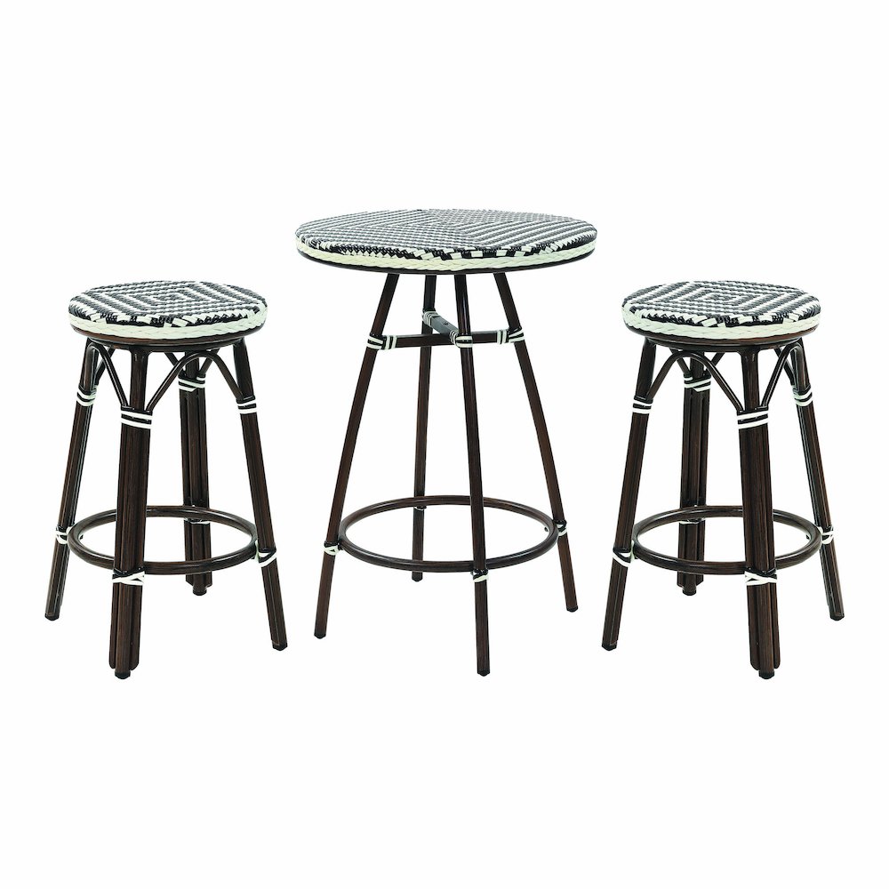 Saginaw Aluminum 3-Piece Patio Dining Table Set in Brown