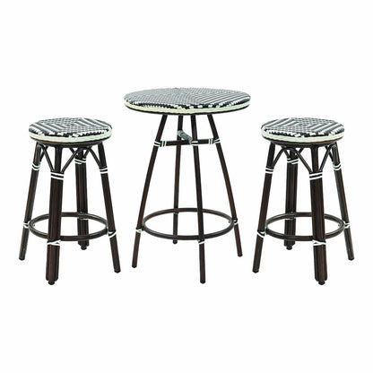 Saginaw Aluminum 3-Piece Patio Dining Table Set in Brown