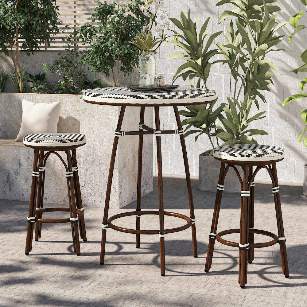 Saginaw Aluminum 3-Piece Patio Dining Table Set in Brown