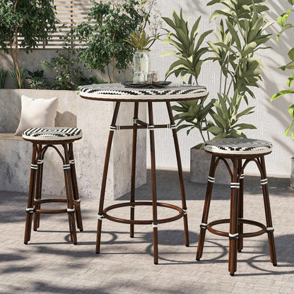 Saginaw Aluminum 3-Piece Patio Dining Table Set in Brown