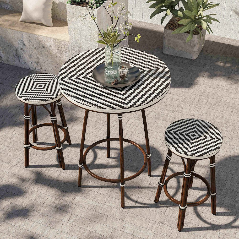 Saginaw Aluminum 3-Piece Patio Dining Table Set in Brown