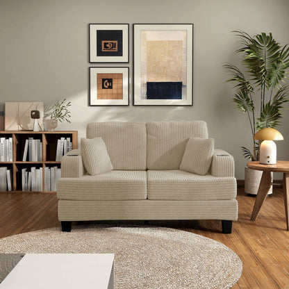 Reese Chenille Loveseat with Cup Holders, Beige