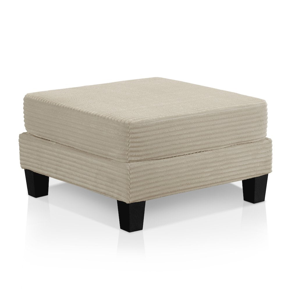 Reese Wood Frame Chenille Storage Ottoman, Beige