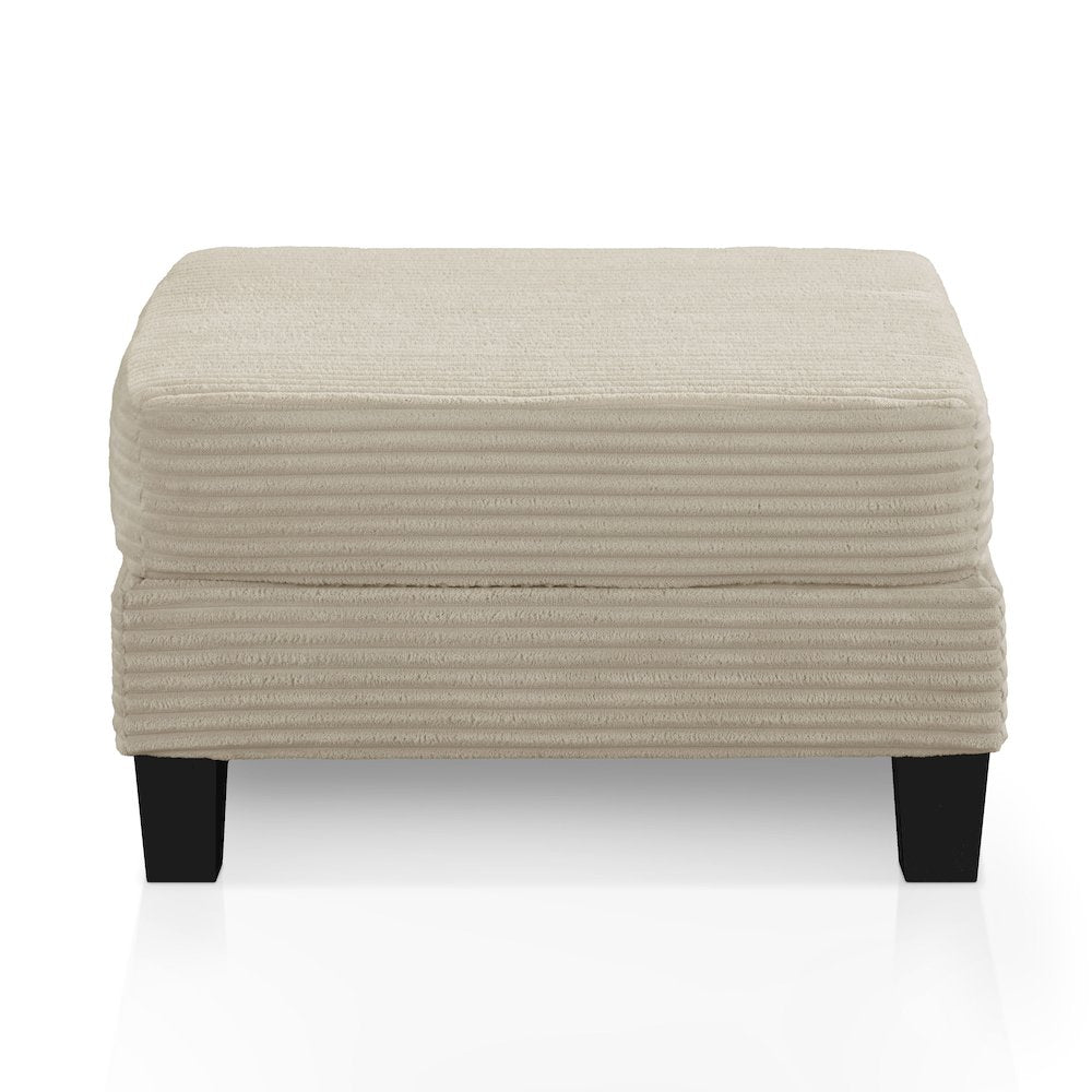Reese Wood Frame Chenille Storage Ottoman, Beige