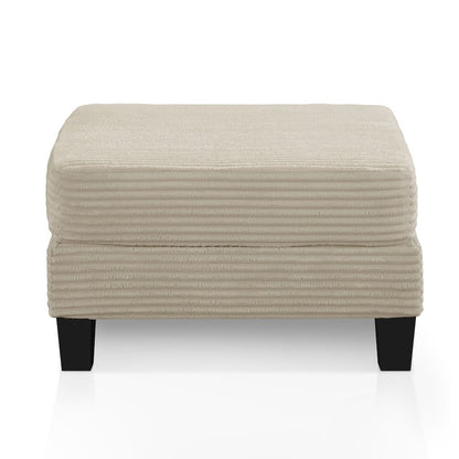 Reese Wood Frame Chenille Storage Ottoman, Beige