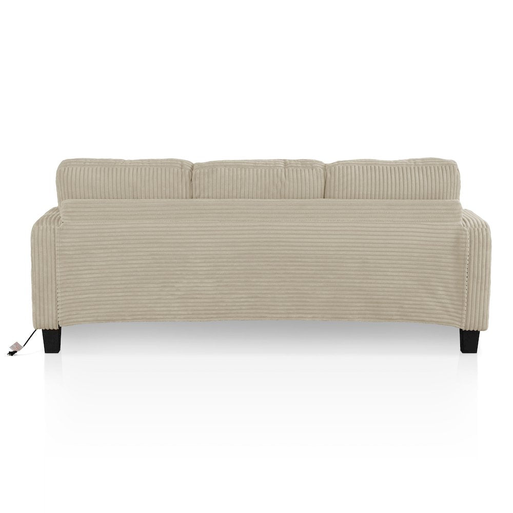 Reese Chenille Sofa with Cup Holders and USBs, Beige