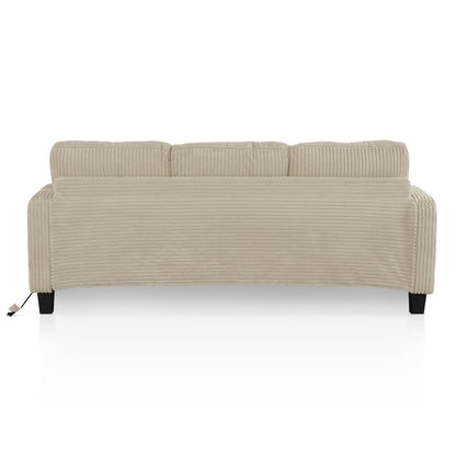Reese Chenille Sofa with Cup Holders and USBs, Beige