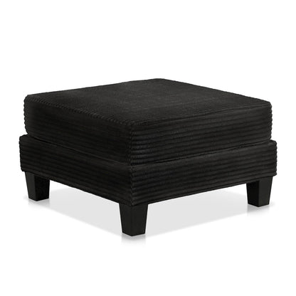 Reese Wood Frame Chenille Storage Ottoman, Black