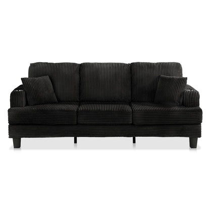 Reese Chenille Sofa with Cup Holders and USBs, Black