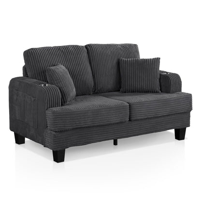 Reese Chenille Loveseat with Cup Holders, Grey