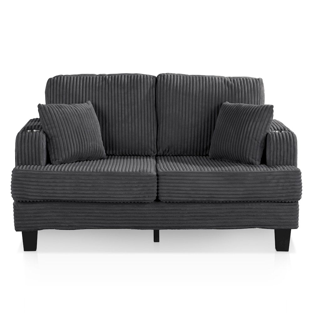 Reese Chenille Loveseat with Cup Holders, Grey