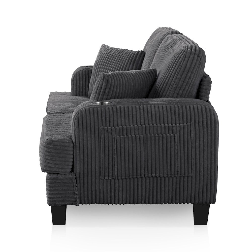 Reese Chenille Loveseat with Cup Holders, Grey