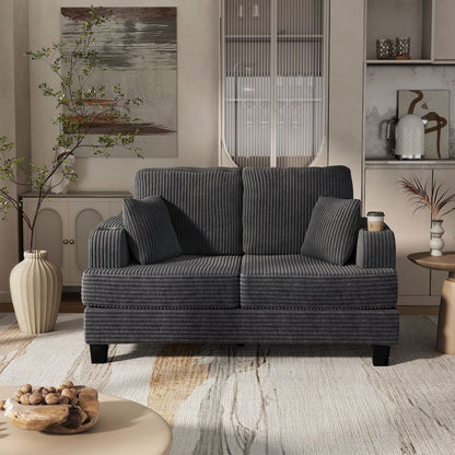 Reese Chenille Loveseat with Cup Holders, Grey