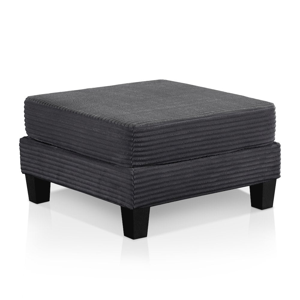 Reese Wood Frame Chenille Storage Ottoman, Grey