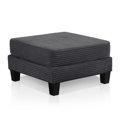 Reese Wood Frame Chenille Storage Ottoman, Grey