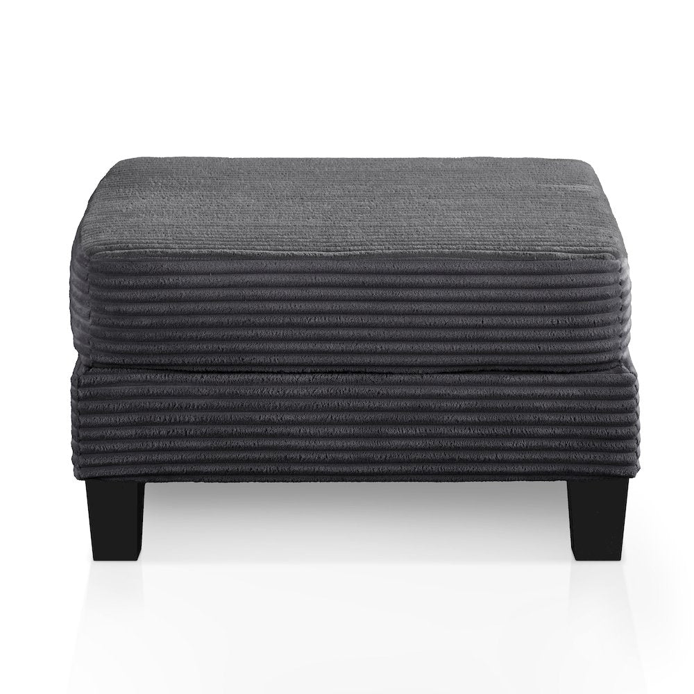 Reese Wood Frame Chenille Storage Ottoman, Grey