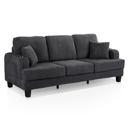 Reese Chenille Sofa with Cup Holders and USBs, Grey