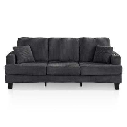 Reese Chenille Sofa with Cup Holders and USBs, Grey