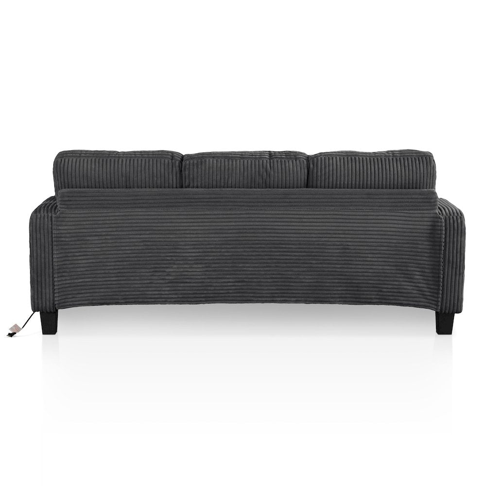 Reese Chenille Sofa with Cup Holders and USBs, Grey