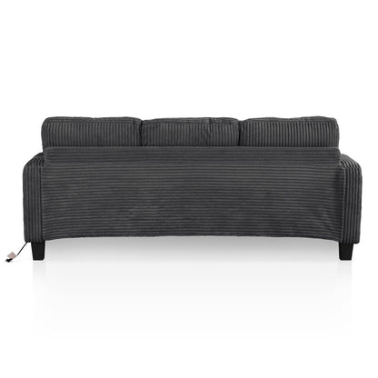 Reese Chenille Sofa with Cup Holders and USBs, Grey