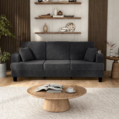 Reese Chenille Sofa with Cup Holders and USBs, Grey