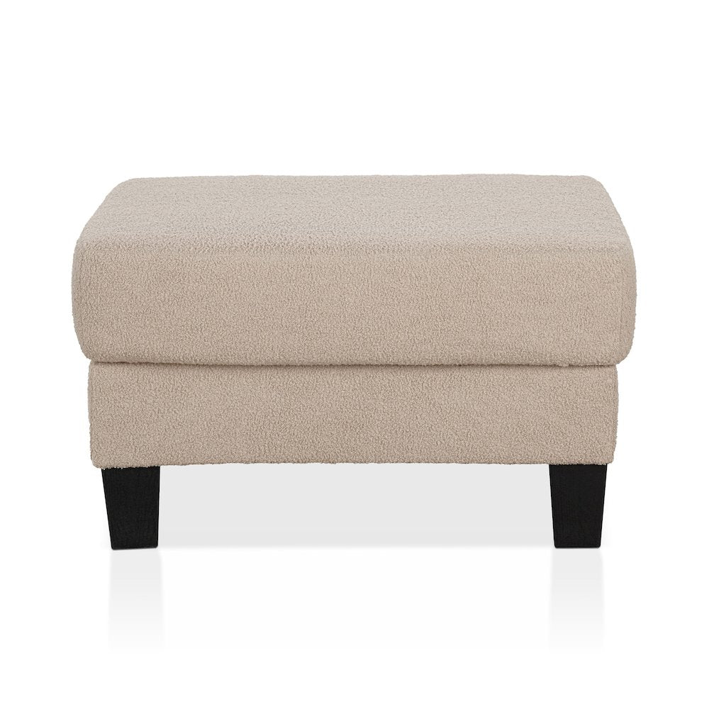 Reese Wood Frame Fabric Storage Ottoman, Beige