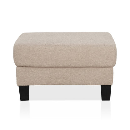 Reese Wood Frame Fabric Storage Ottoman, Beige