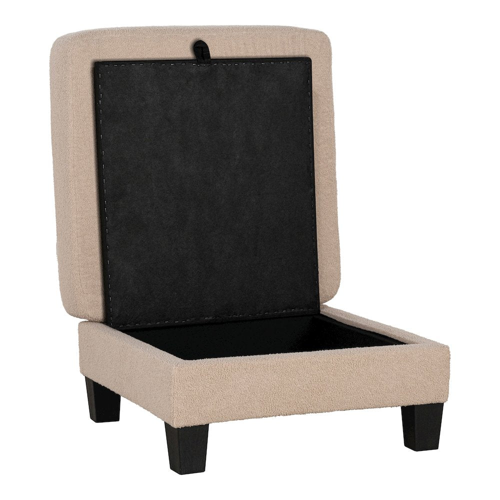 Reese Wood Frame Fabric Storage Ottoman, Beige