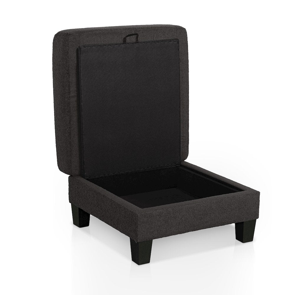 Reese Wood Frame Fabric Storage Ottoman, Grey