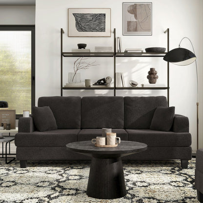 Reese Wood Frame Fabric Sofa with Cup Holders and USBs, Grey