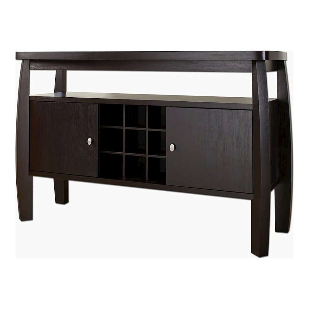 Mendota Wood Buffet Table with Wine Rack in Espresso