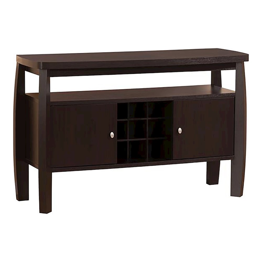 Mendota Wood Buffet Table with Wine Rack in Espresso
