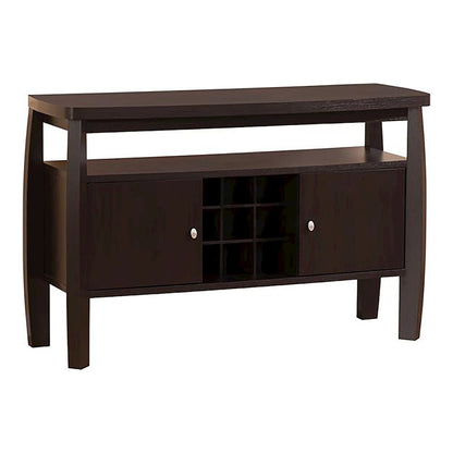 Mendota Wood Buffet Table with Wine Rack in Espresso