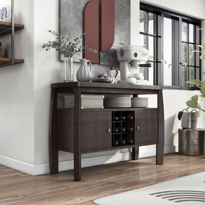 Mendota Wood Buffet Table with Wine Rack in Espresso