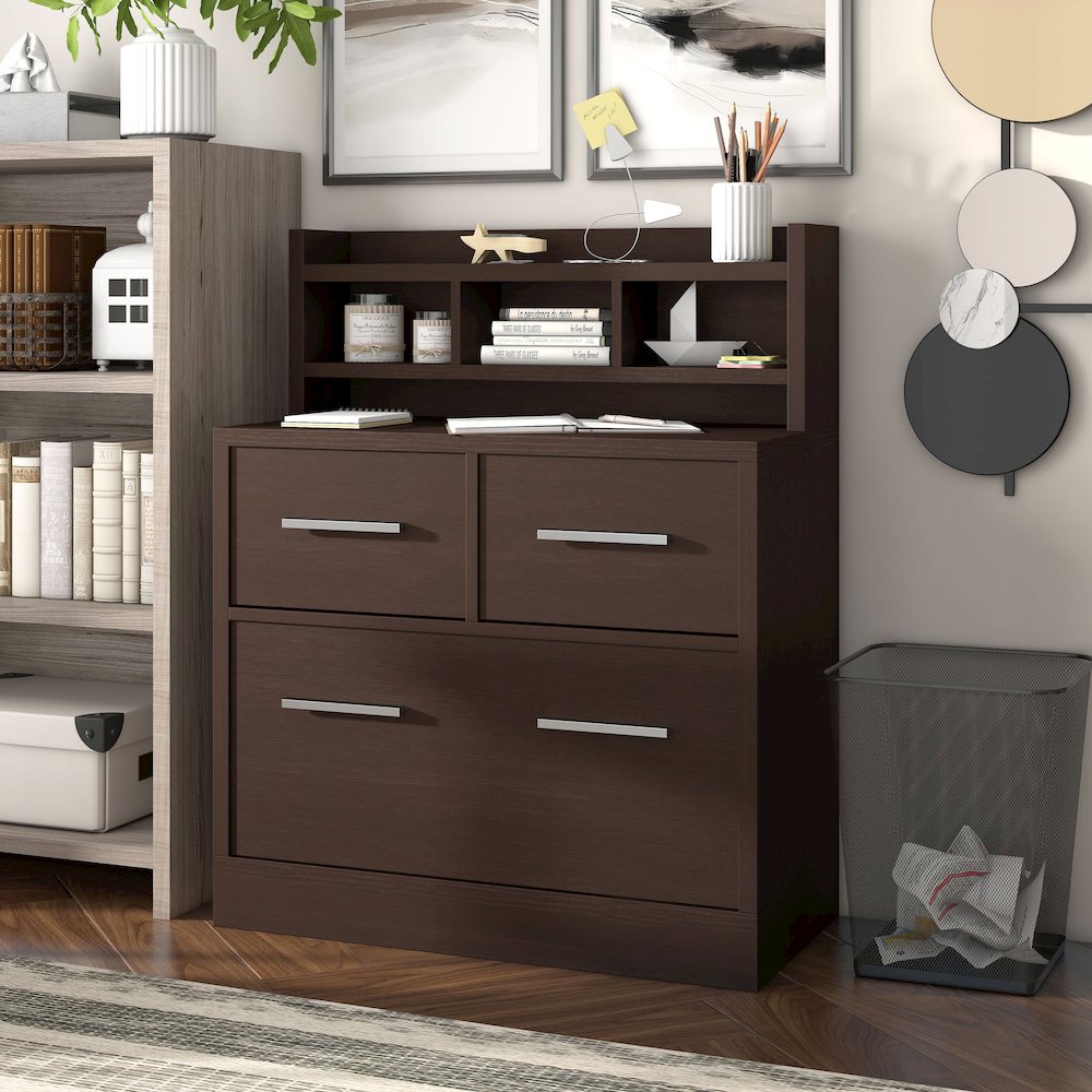 Jonah Wood Multi-Storage Filing Cabinet in Cappuccino