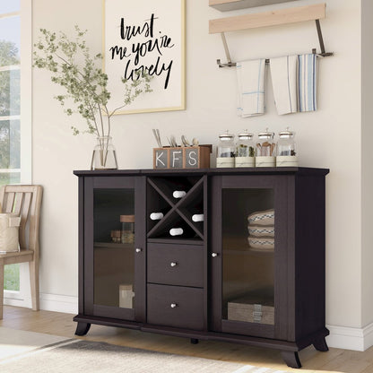 Anglex Wood Buffet with Wine Rack in Cappuccino