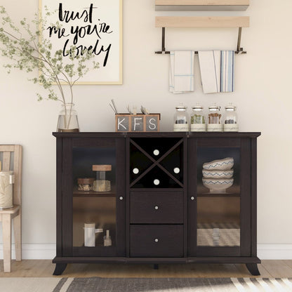 Anglex Wood Buffet with Wine Rack in Cappuccino