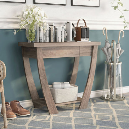 Quaint Modern Wood 1-Drawer Console Table in Light Oak