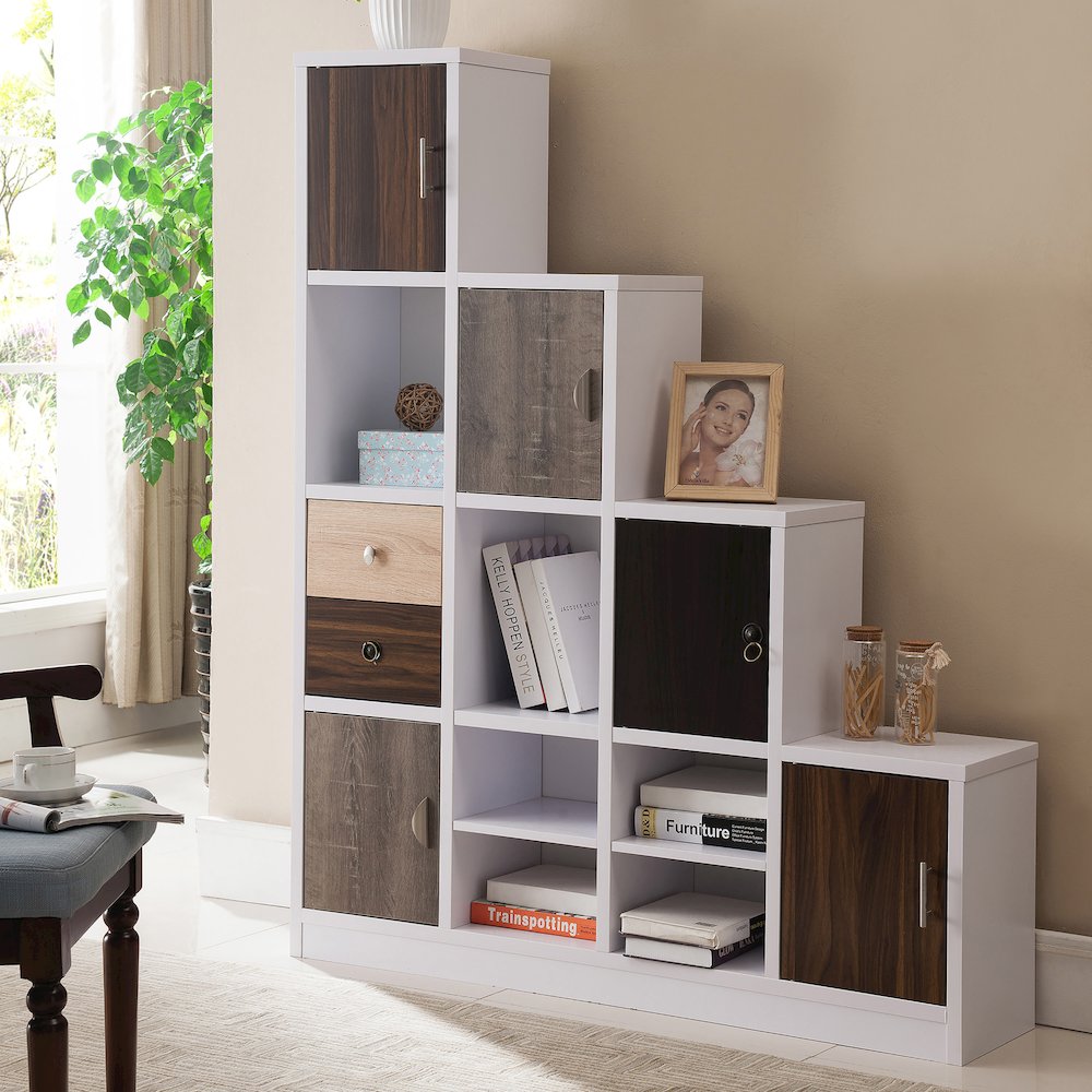 Newark Contemporary Wood Multi-Cube Bookcase in White