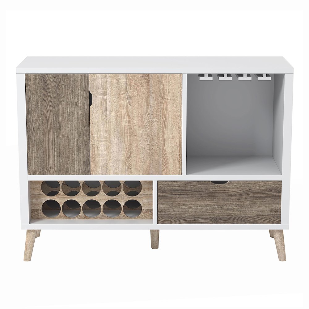 Vaughn Transitional Wood 10-Bottle Wine Rack in White