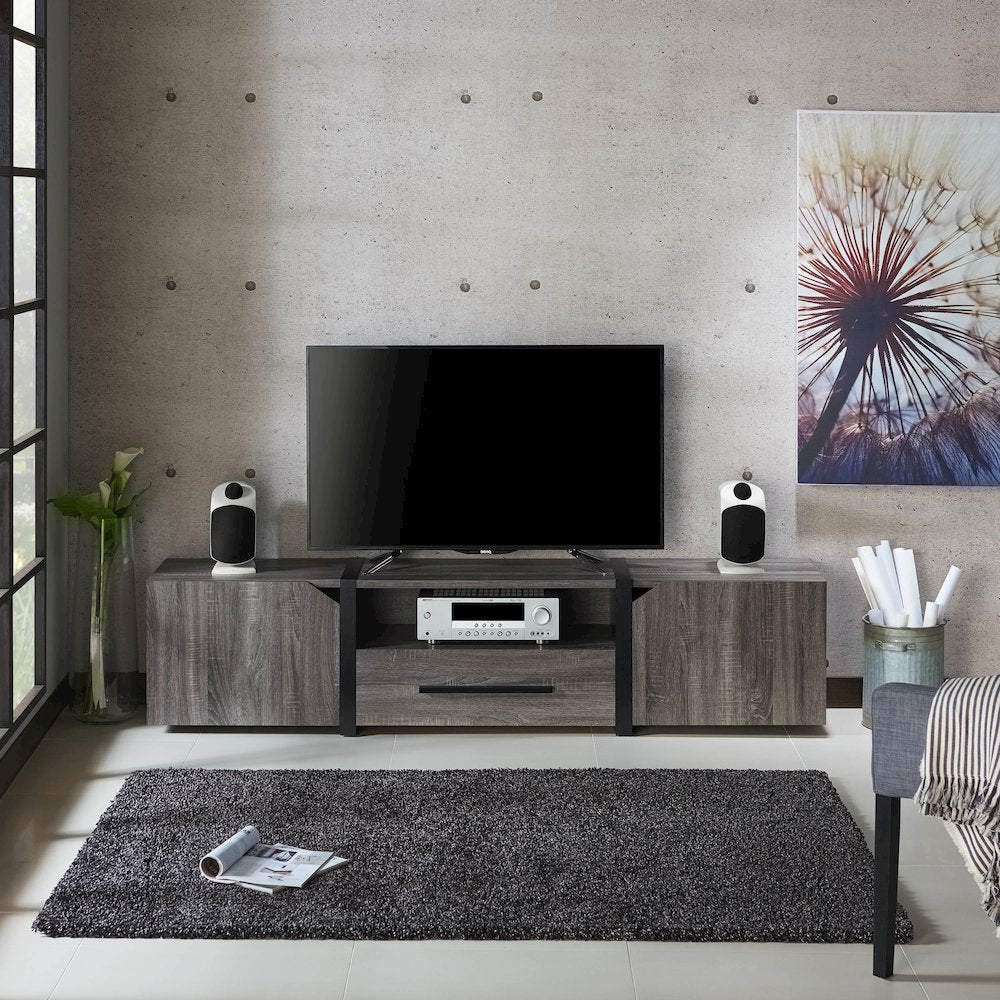 Diego Rustic Wood 81.5-Inch TV Stand