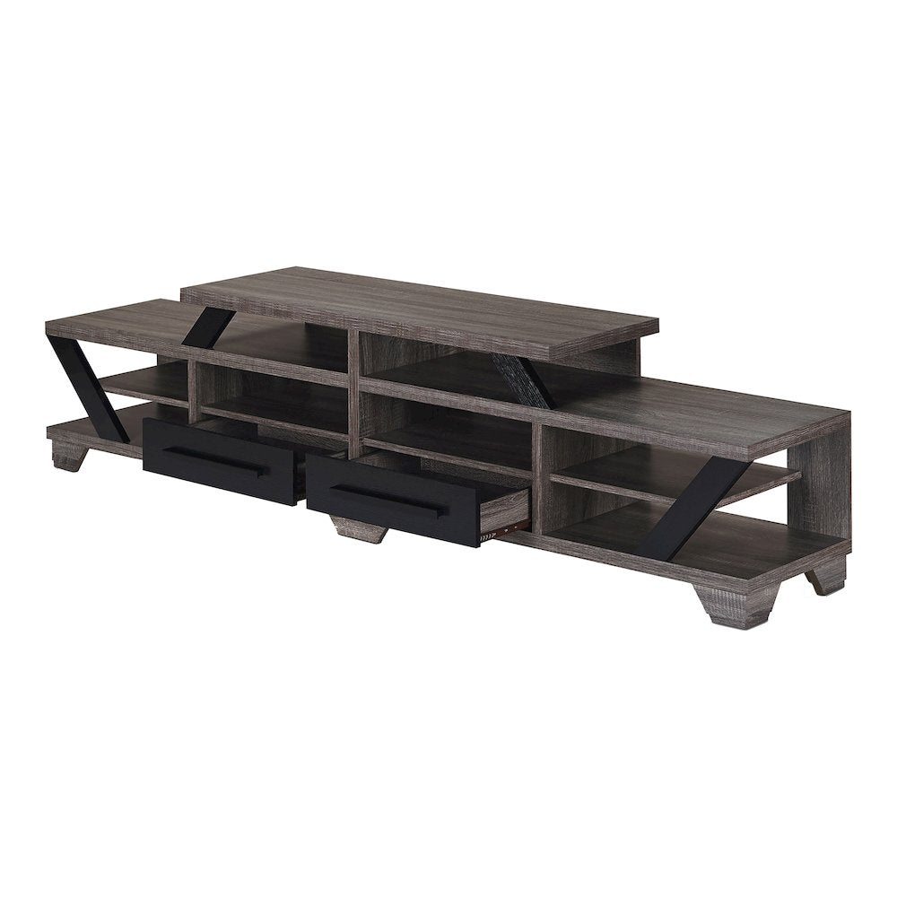 Dixon Rustic Wood 82-Inch TV Stand in Distressed Gray