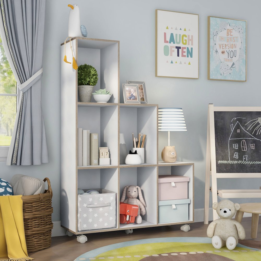 Chapin Wood 6-Compartment Bookcase