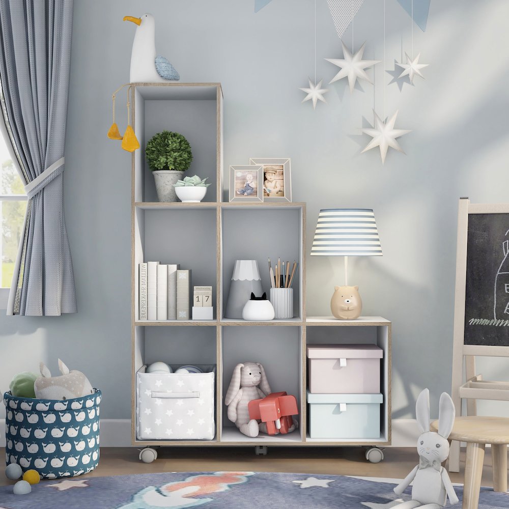 Chapin Wood 6-Compartment Bookcase