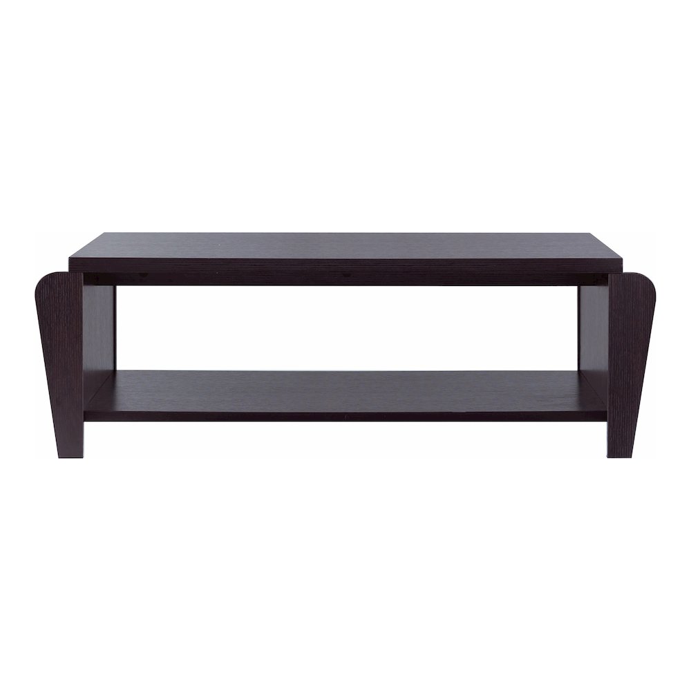 Allium Wood Coffee Table with Magazine Rack in Cappuccino