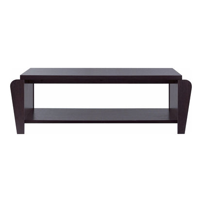 Allium Wood Coffee Table with Magazine Rack in Cappuccino