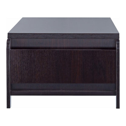 Allium Wood Coffee Table with Magazine Rack in Cappuccino