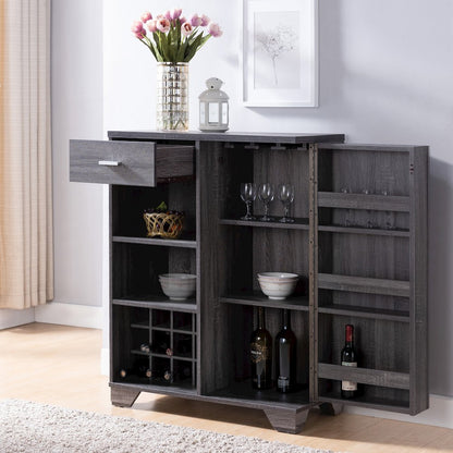 Morchi Modern Wood 12-Bottle Buffet in Dark Gray