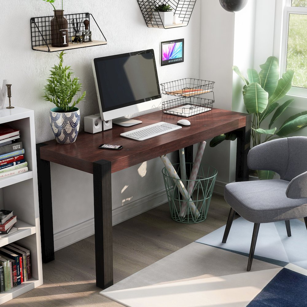 Sedge Wood Rectangle Dining Table in Walnut and Black