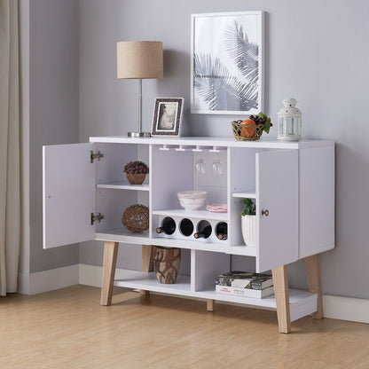 Nico Modern Wood 4-Bottle Buffet in White